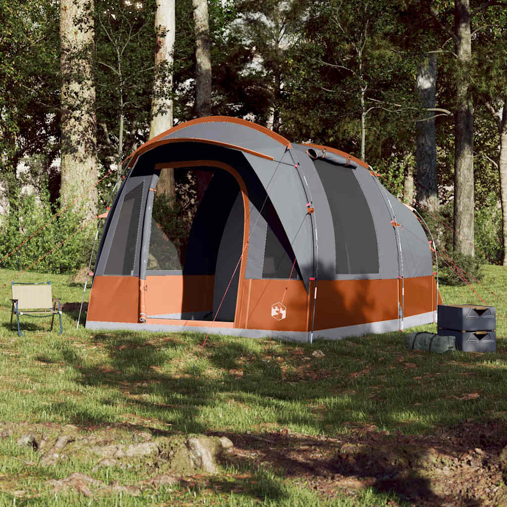 Tunnel Tent for 3 Persons Gray and Orange Waterproof