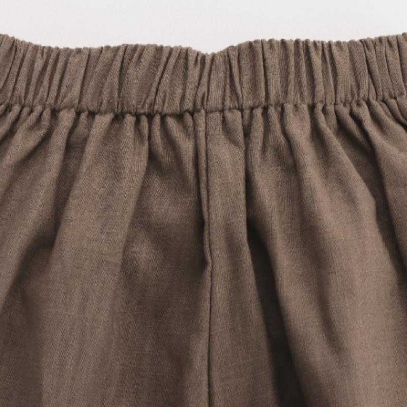Shop Women Linen One Tuck Back Banding Shorts Black Pic Wpt 1395