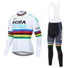 Mens Long Sleeve Cycling Jersey Bib Shorts Set Quick Dry Road Bike Apparel Team Edition