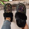 Autumn and winter women's thick-soled thickened plush snow boots sequined help popular large-size cotton slippers