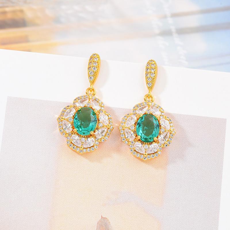 Light Luxury Fashion Temperament Full Diamond Earrings 925 Silver Needle Earrings Inlaid With Zircon Earrings, Multi-Color