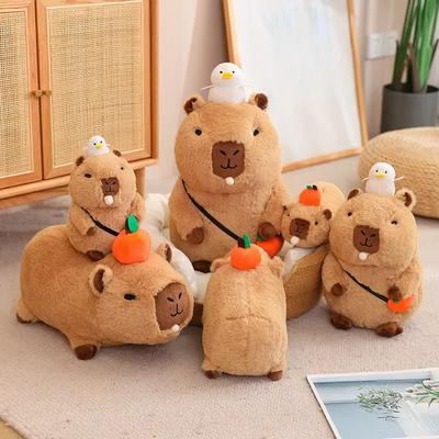 Милые сидячие и лежащие пузыри с голосом и слюной, плюшевые игрушки-капибары, мультяшная кукла, мягкий детский подарок, украшение для дома