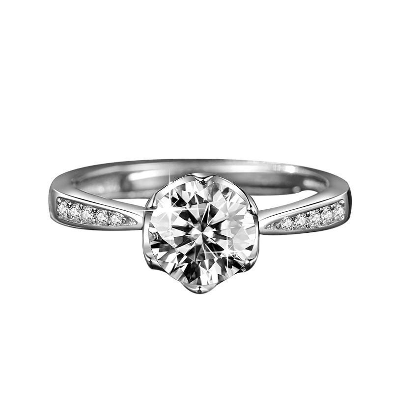 Open Adjustable European and American Style New Imitation Mosane Diamond Adjustable Girls' Ring Fashionable Creative Ring