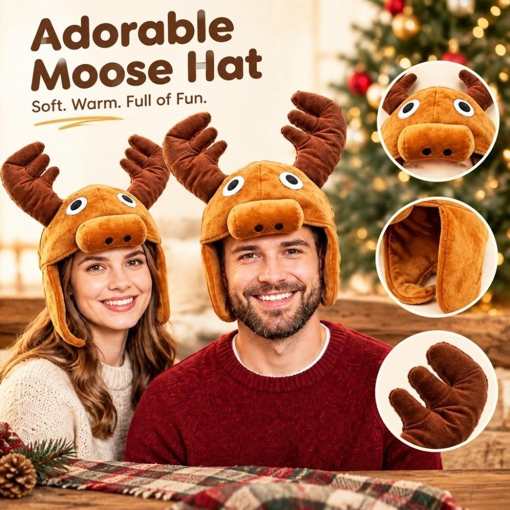 Plush Deer Hat Deer Shape Christmas Hat New Plush Head Cover Family Photo Prop