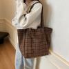 Женская сумка-тоут большой вместимости, клетчатая сумка, сумка через плечо для поездок на работу