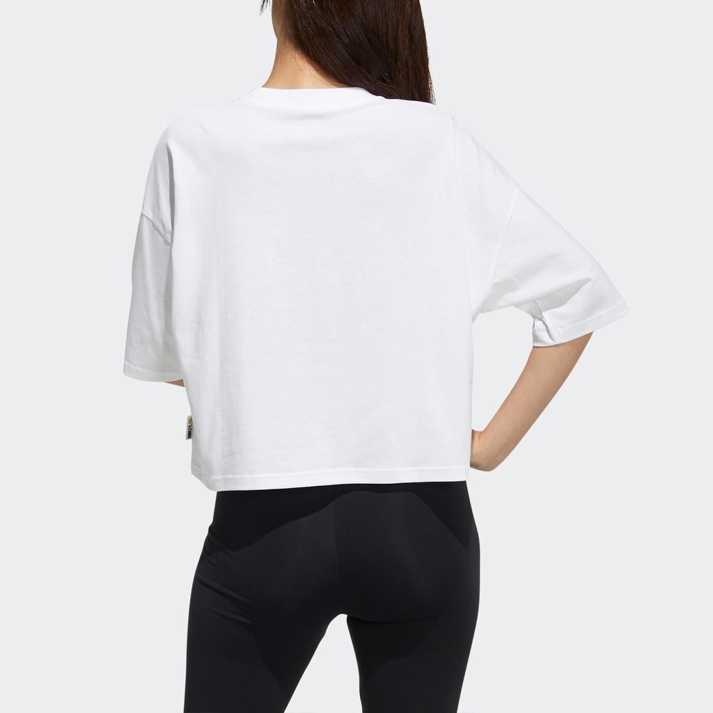 Adidas Neo Sports Round Neck Smiley Print T-Shirt Women Tops White H61980