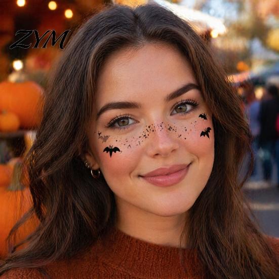 Scary Costume Accessories Halloween Face Temporary Tattoos, Realistic Waterproof Water Transfer Stickers, Skin-friendly Unique Decorations Breathable