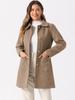 Allegra K Women's Chesterfield Coat, Fall/Winter, Lapel Long Coat, Overcoat, Winter Warmth, Dark Beige, Size S