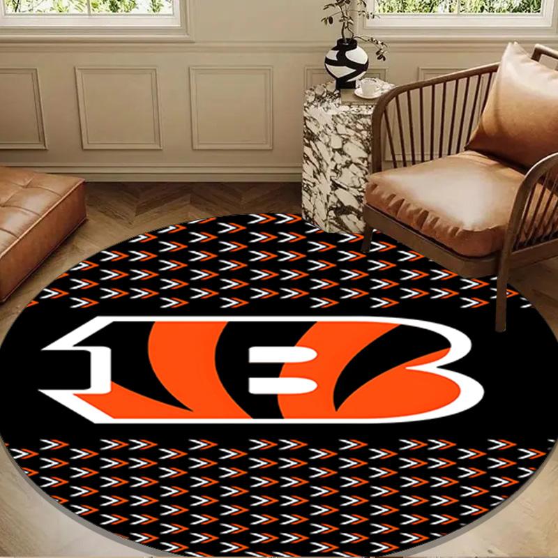 Cincinnati-Bengals Helmet Round mat, Anti-slip Circle Carpet Chair rug For livingroom,Bedroom, doormat home decor Gift Christmas Gifts