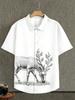 Men's Short Sleeve Lapel White Shirt Stainless Steel Animal HD 3D Printed Shirt Hawaii Vacation Outdoor Social Men's Wear for Yo