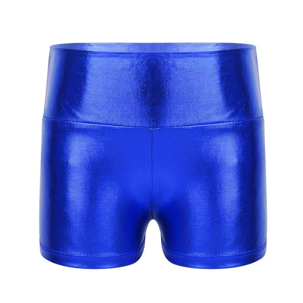 Kids Girls Metallic Shiny Gymnastic Dance Shorts Sports Bottoms Ballet Activewear Shorts