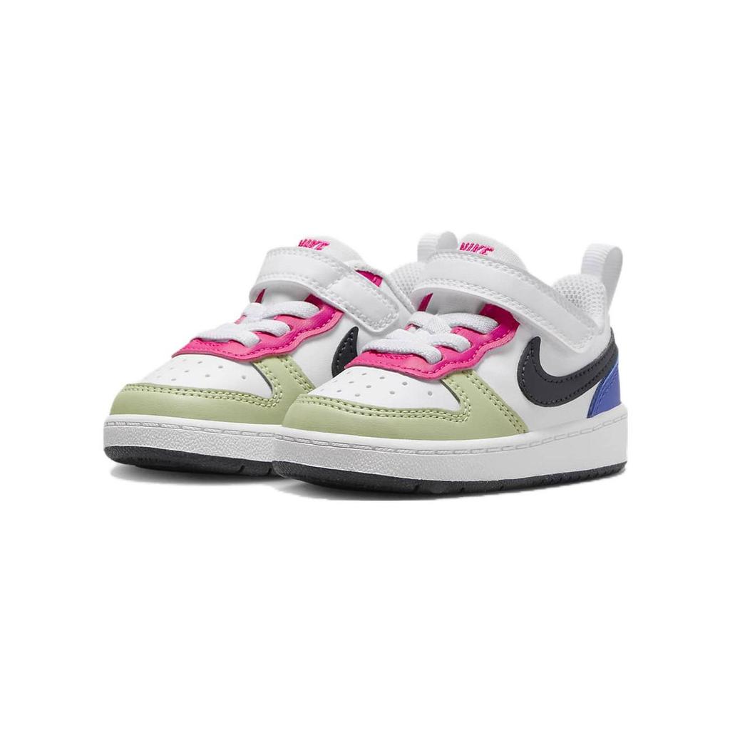 Nike Court Borough Low Recraft TD Белые разноцветные детские кроссовки Ярко-Розовый Светло-Ультрамарин Темно-Обсидиан DV5458-108