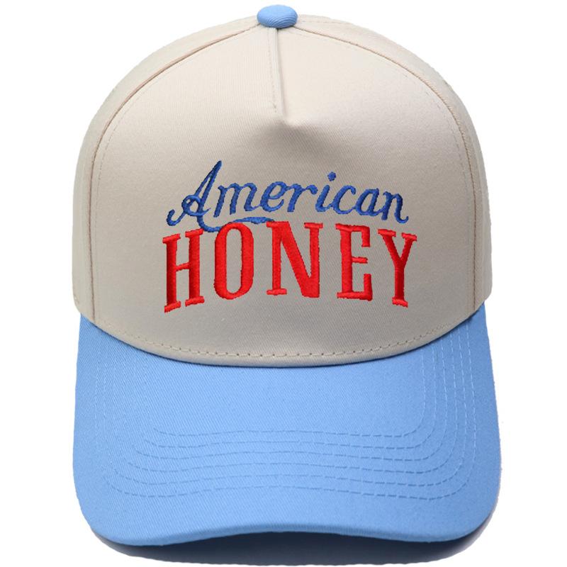 Американская шляпа-кепка водителя грузовика HONEY, вышивка, сочетание цветов, бейсболка, повседневная ретро-шляпа для мужчин и женщин