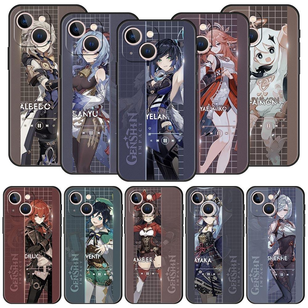 Genshin Impact Game Role для iPhone 11 12 13 15 14 Pro Max чехол для телефона X XR XS 7 8 Plus SE 2020 роскошный черный мягкий чехол Funda