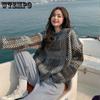 WTEMPO Мягкие женские осенне-зимние новые клетчатые ретро-свитера Y2K Loose Lazy High-end Sense of Temperament
