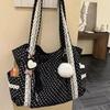 Large Capacity Polka Dot Shoulder Bag Sweet Handbag Y2K Canvas Tote Bag  Youth Style