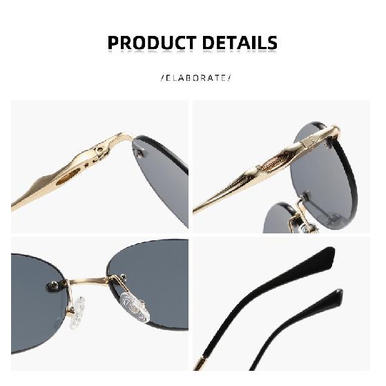 Frameless Cut-Edge Sunglasses, Trendy Metal Spring-Clip Women's Sunglasses