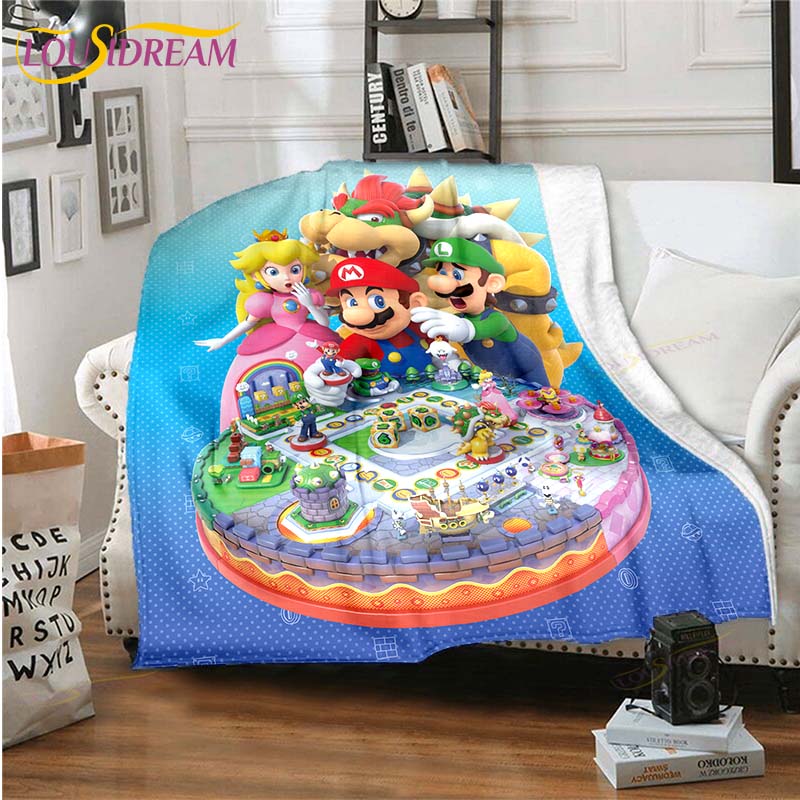 Плед Mario Bros Высококачественный Фланелевый Теплый Мягкий Плюшевый для Дивана Кровати Подходит для Пледа от Кондиционера