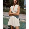 Summer Women's A- Line Hem Sleeveless Crepe V Neck Simple Graceful Mini Dress 2242620