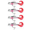 4Pcs Bass Fishing Lure Soft Swimbait Fishing Bait Grub Worm Tail with 2 Hooks for Freshwater