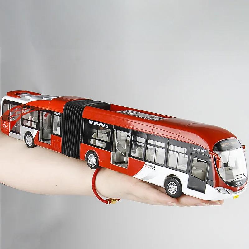 Городской Пекинский Автобус Двухсекционный Автобус Звук и Свет Откидывающаяся Дверь Может Открываться Литая Игрушечная Машинка Модель Подарок B311