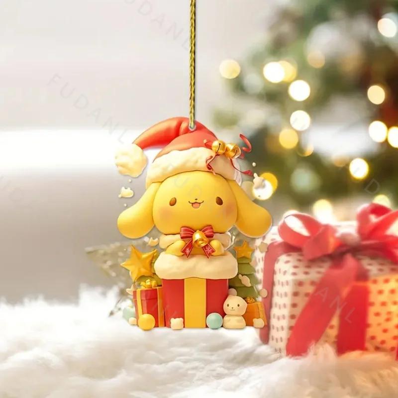 1 шт. Рождественский акриловый 2D кулон на тему Sanrio HelloKitty Cinnamoroll Kuromi Подвеска для украшения рождественской елки