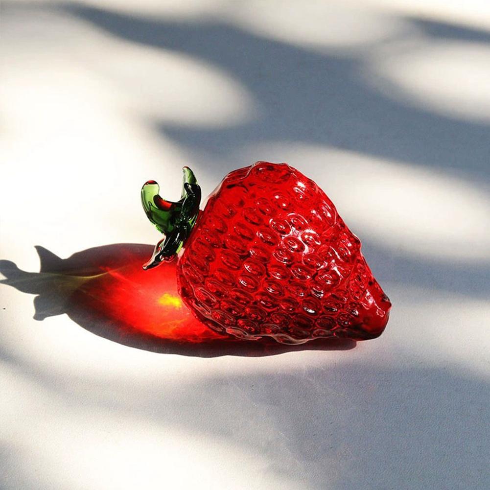 Red Strawberry Glass Decorative Fruit For Table
