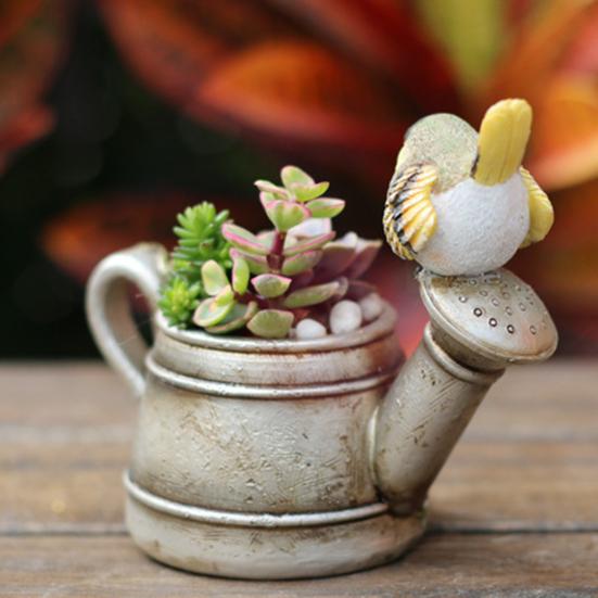 Многофункциональный цветочный горшок ручной работы из смолы, добавляющий жизненной силы птичий душ, горшок для растений, садовые принадлежности