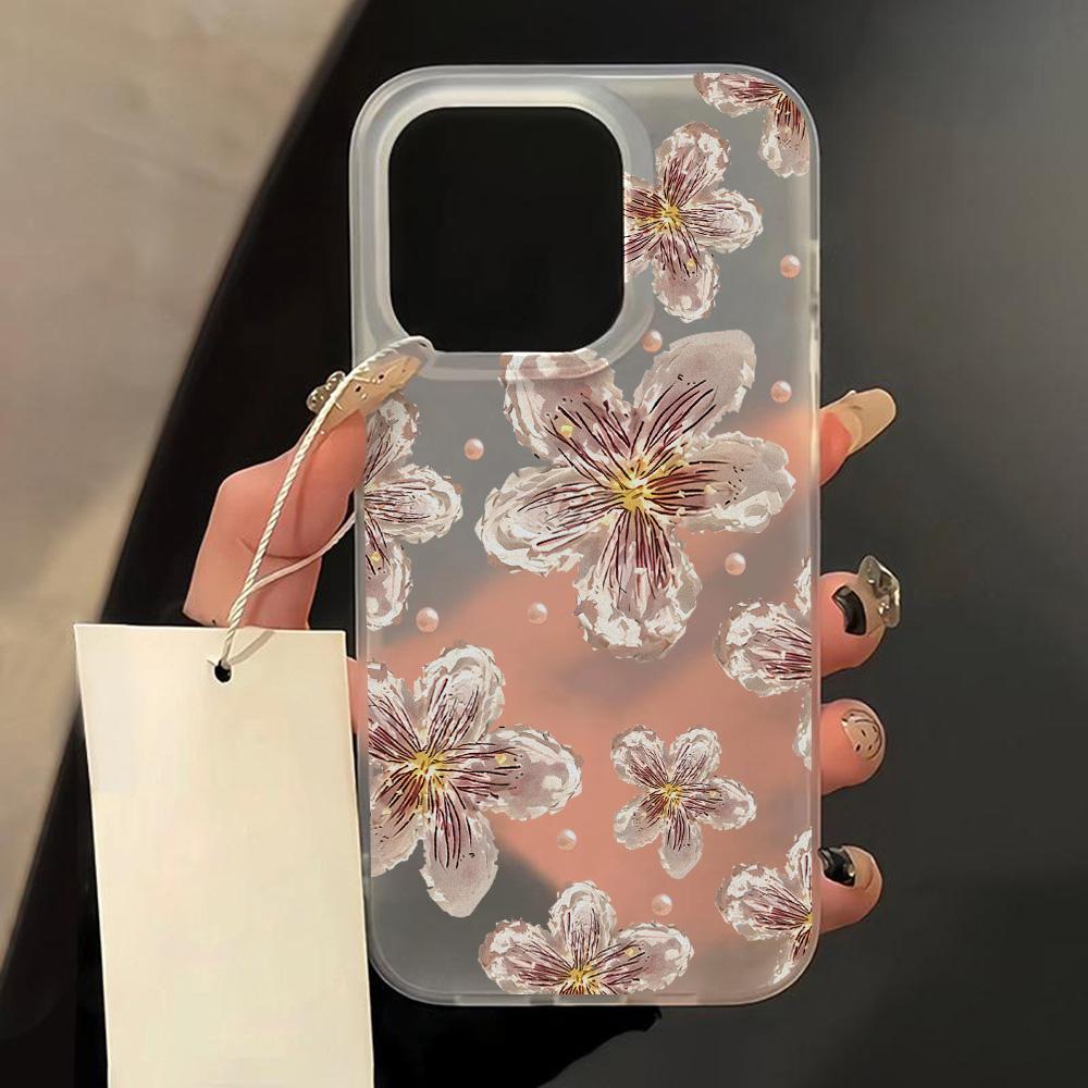 Модные Матовые Мягкие Силиконовые Чехлы для Телефона для iPhone 15 Чехол iPhone 16 13 17 Pro Max 14 11 12 Pro 16 Цветок Прозрачный Ударопрочный Чехол