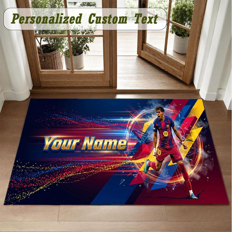 Crystal Velvet Square Rug Custom NameLamine Yamal Pattern Non Slip Home Floor Decor Rug