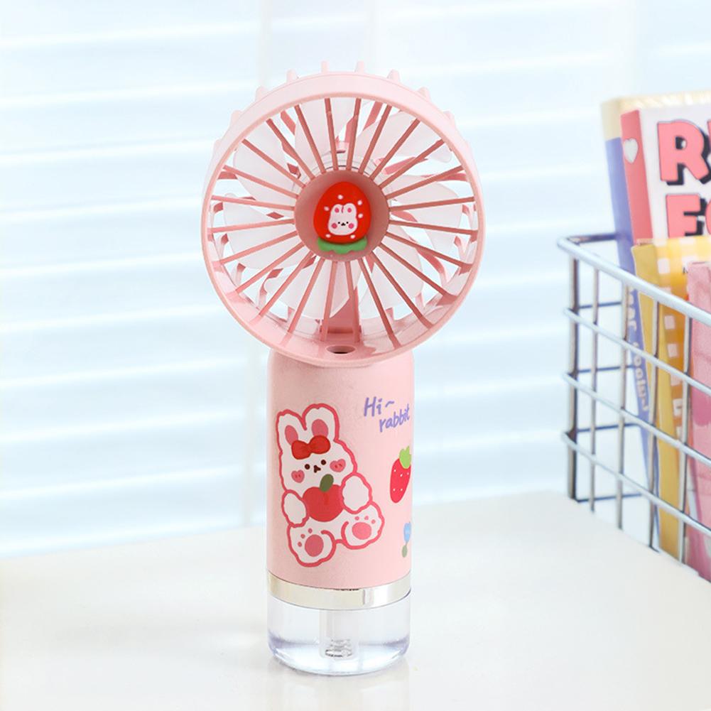 Portable 500mAh Handheld Misting Fan Ventilador Con Spray Mist 3 Speeds with Spray Function & Cartoon Stickers Gift for Kids