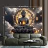 2D Calming Zen Tapestry Buddha with Candles & Clouds Home Background Decor