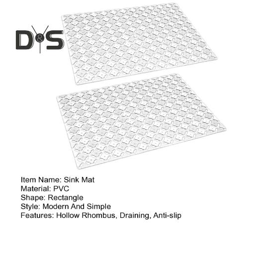 2 шт., 30x40 см, коврик для кухонной раковины, ПВХ, полый ромб, прямоугольник, противоскользящий, режущий, керамический, защита для раковины из нержавеющей стали, дренажная подушка