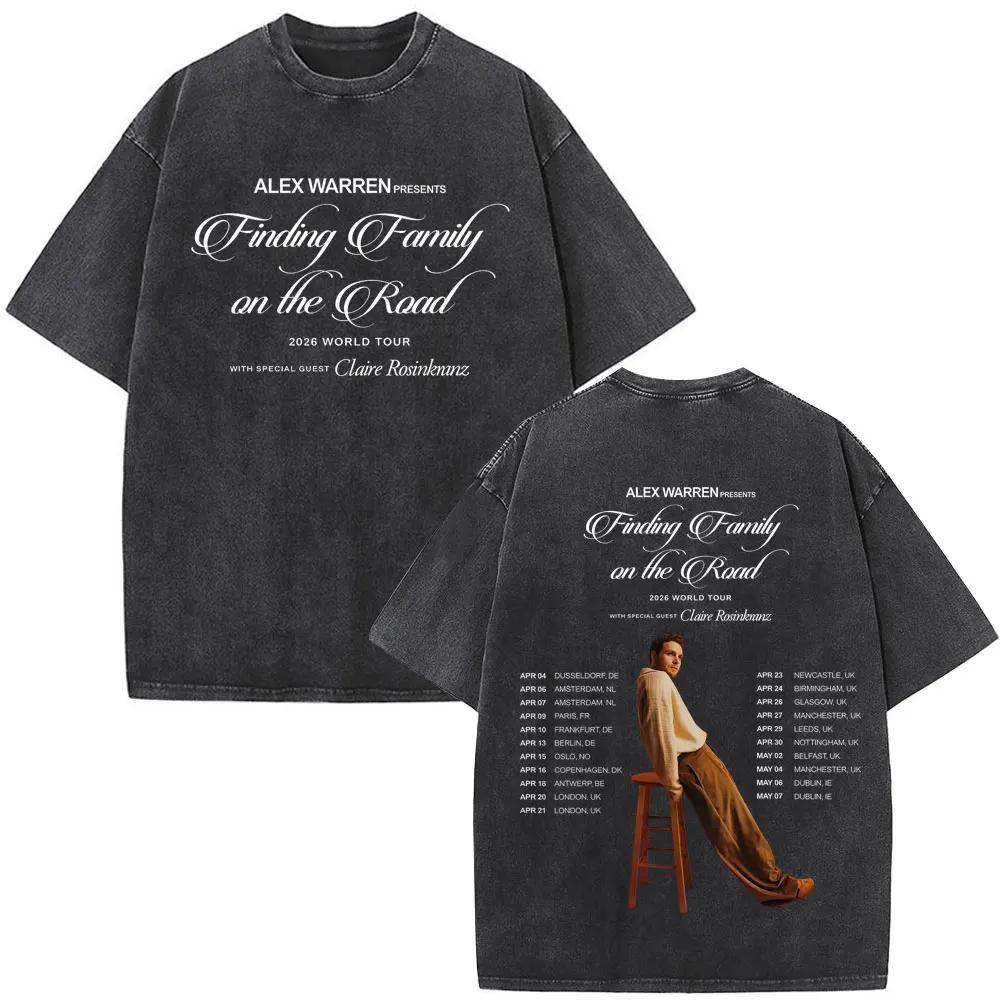 Singer Alex Warren 2026 Tour Print Vintage Washed Tees Men Women Fashion Hip-hop T-shirt Cotton Loose Casual Oversized T-shirts