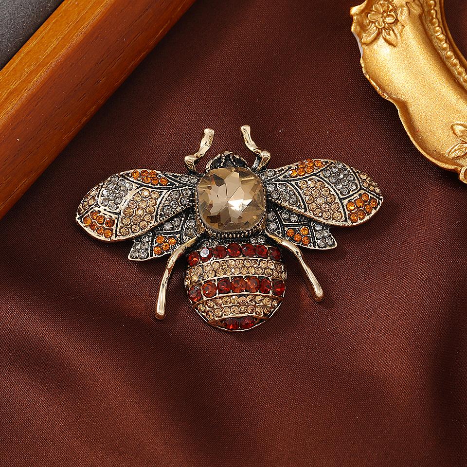 Muylinda Crystal Bee Brooches For Women Vintage Beetle Pin Insect Jewelry Alloy Material Fashion Coat Accessories
