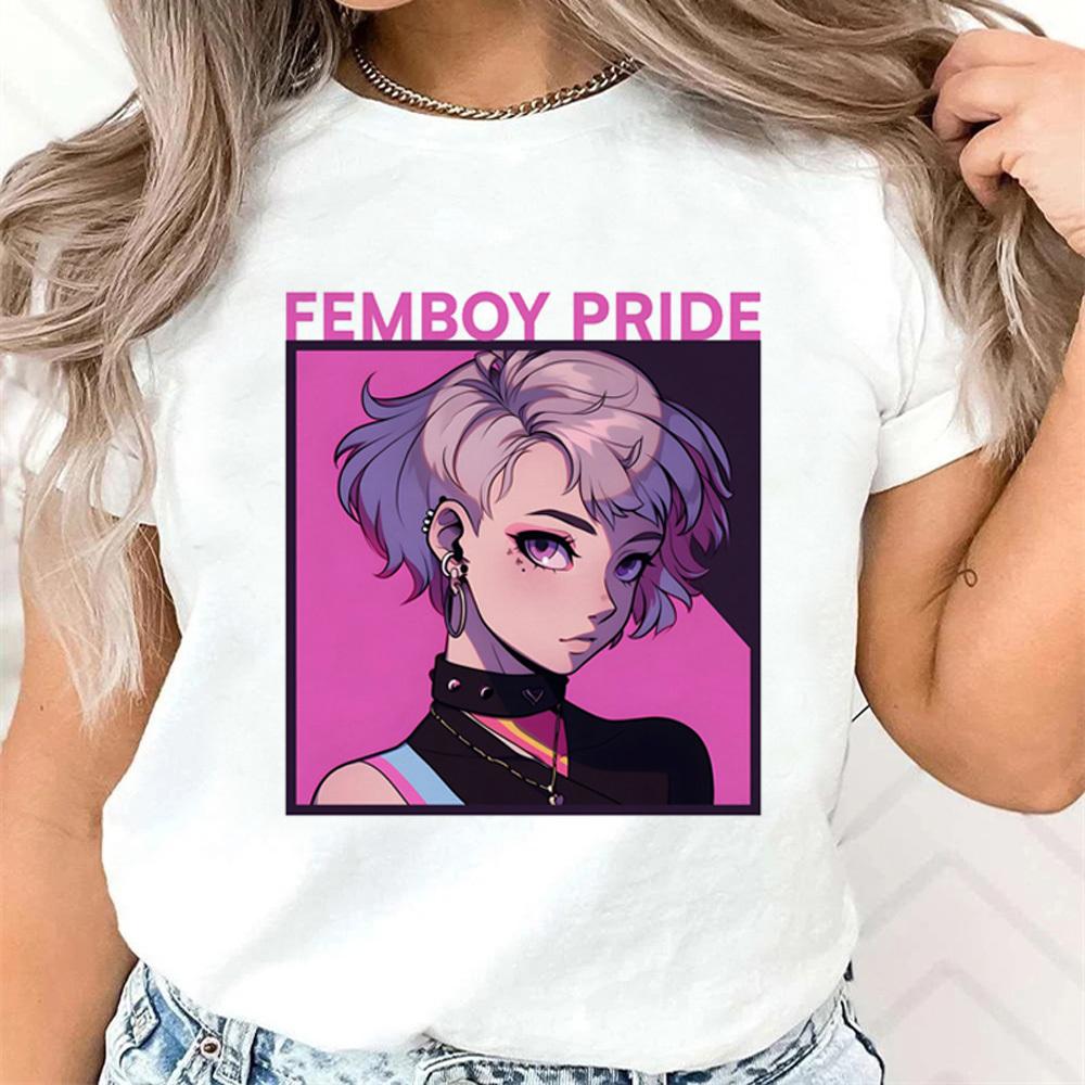 Femboy shirt female Pastel Digital Punk hip hop harajuku Classic t shirt Trendy streetwear Colorful Grunge graphic 2000s