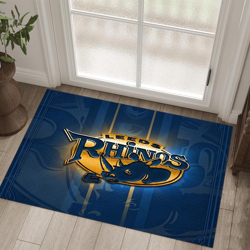 Leeds Rhinos Design Crystal Velvet Carpet Cozy Non?Slip Printed Rug For Bedroom Living Room Entrance