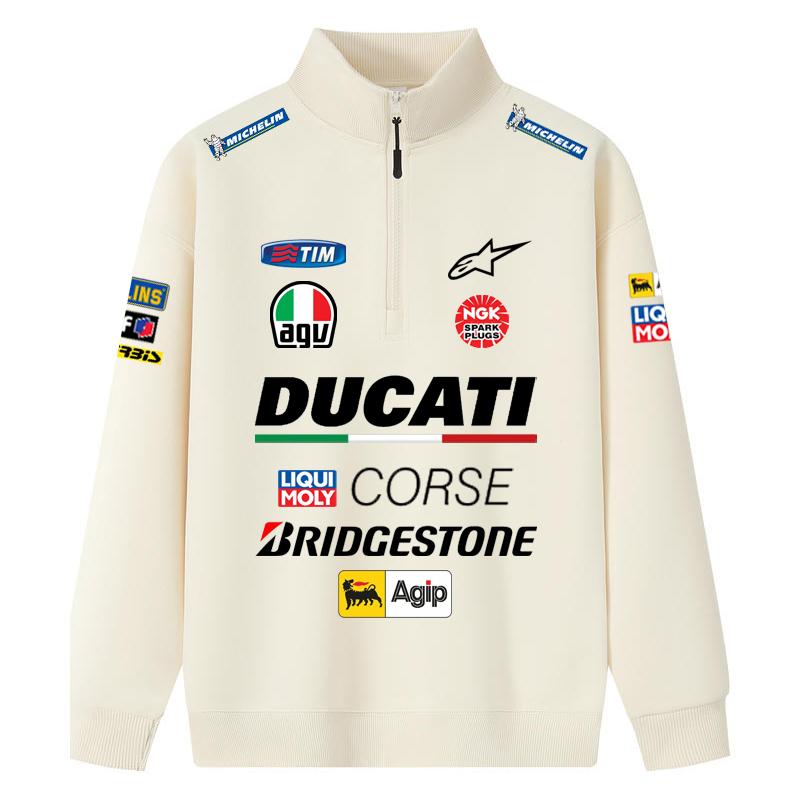 Ducati Свитшот Corse MotoGP Racing с молнией на половину, унисекс, черный, оверсайз, уличный стиль, пуловер с полным принтом спонсоров