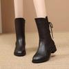 Флисовые ботинки Теплые мягкие кожаные ботинки Dr. Martens Новые утолщенные на среднем каблуке средней высоты с толстым каблуком хлопковые ботинки на осень и зиму