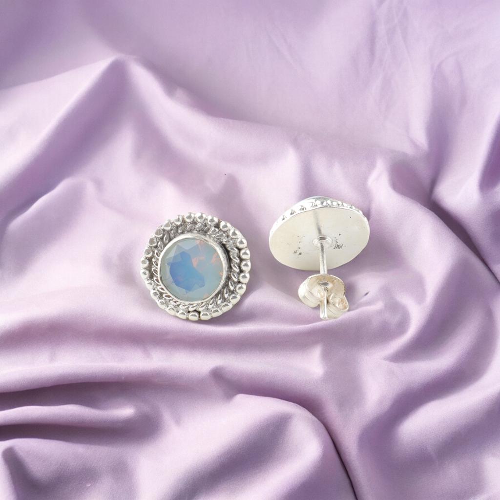 Молочный опал драгоценный камень 925 стерлинговое серебро ювелирные изделия ручной работы пусеты с пусетами 0,5" EE-128-13