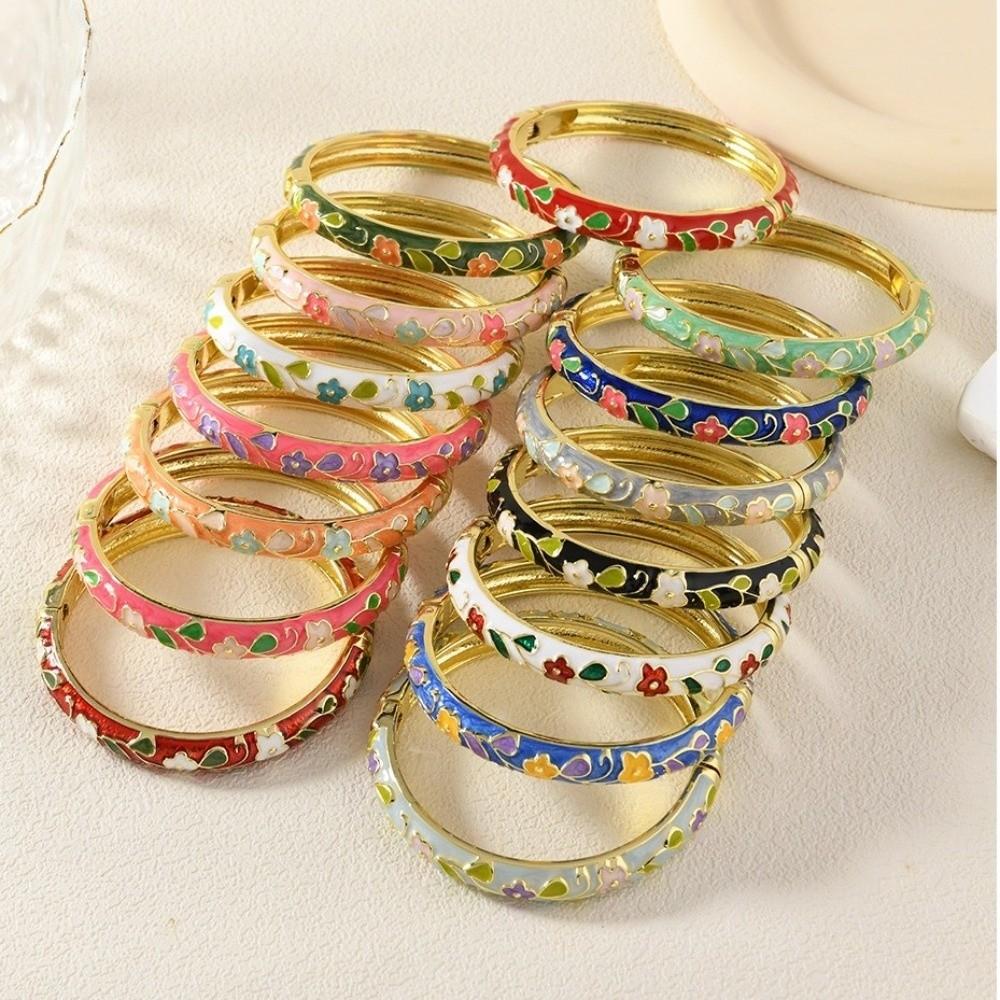 Zinc Zinc Zinc Alloy Enamel Bracelet Floral Motifs Flower Texture Bracelet Dropped Glaze Bracelet African