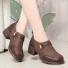 Retro Brown Leather Shoes for Women Spring and Autumn Women's Shoes Soft Leather Soft Sole Thick Heel Single Shoes Comfortable Western-style Shoes