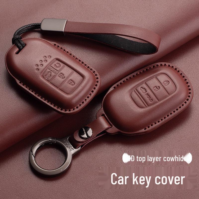 Stylish Key Cover for Eleventh Gen Civic, New CR-V, Accord, XR-V, Crown, HR-V, Xingge, and Haoying - Brown