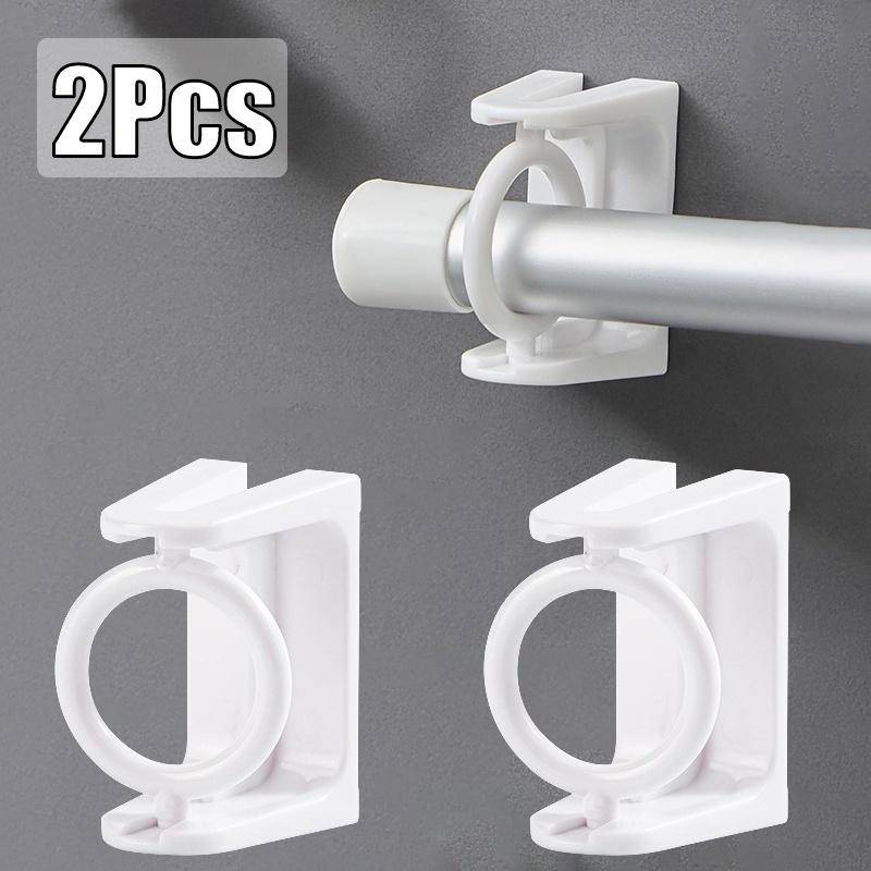 2Pcs Curtain Rod Fixed Holder 360° Rotating Circular Transparent Curtain Rod Hook Hanging Rod Ring