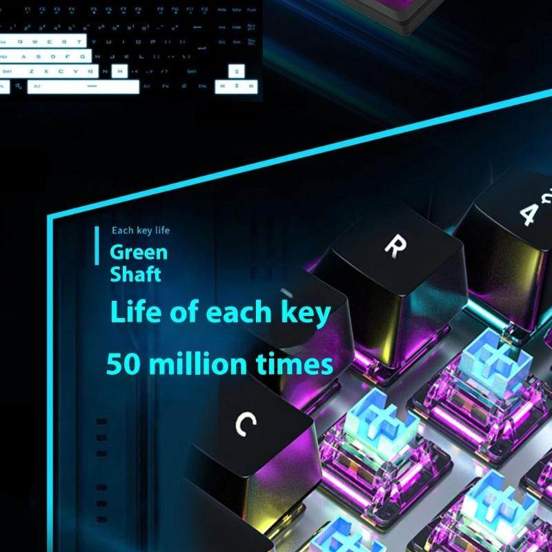 Механические клавиатуры с проводным подключением, RGB-подсветка светодиодами и колпачками из ABS, синие переключатели для игр