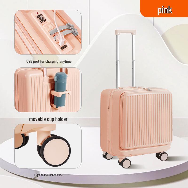 Большой 18-дюймовый чемодан-тележка для ручной клади с боковым открыванием - Унисекс, легкий, с защитой паролем