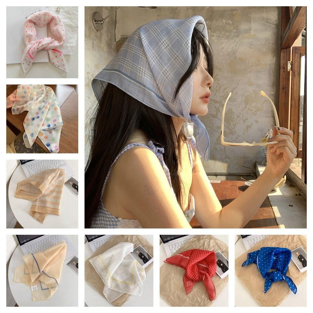 Шелковый летний треугольный платок в пасторальном стиле женская повязка для волос винтажный свежий цветочный ободок для путешествий