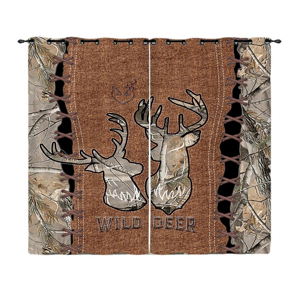 Шторы Животное Олень Пасторальные Шторы Цифровая Печать Светонепроницаемые Шторы Без Пробивки