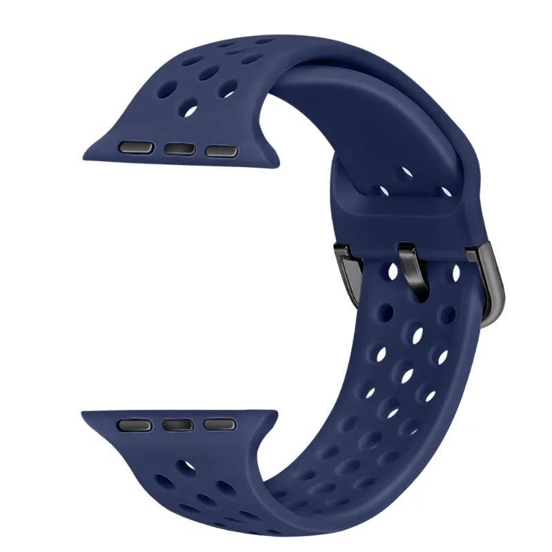 Силиконовый ремешок для Apple Watch Band 45мм 44мм 41мм 42мм 46мм Ultra 2 49мм Спортивный дышащий ремень iWatch 10 9 8 7 6 5 4 SE Correa