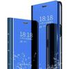 Чехол для Samsung A32 5G, чехол + закаленное стекло, Flip Clear View, полупрозрачный, зеркальный, с подставкой, 360°, противоударный чехол, Smart Cover, бампер, синий